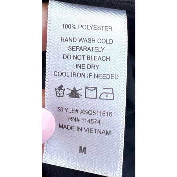 Pleione Cropped Top Women Medium Black Polyester Bubble Sleeve V Neck Blouse - Picture 10 of 10